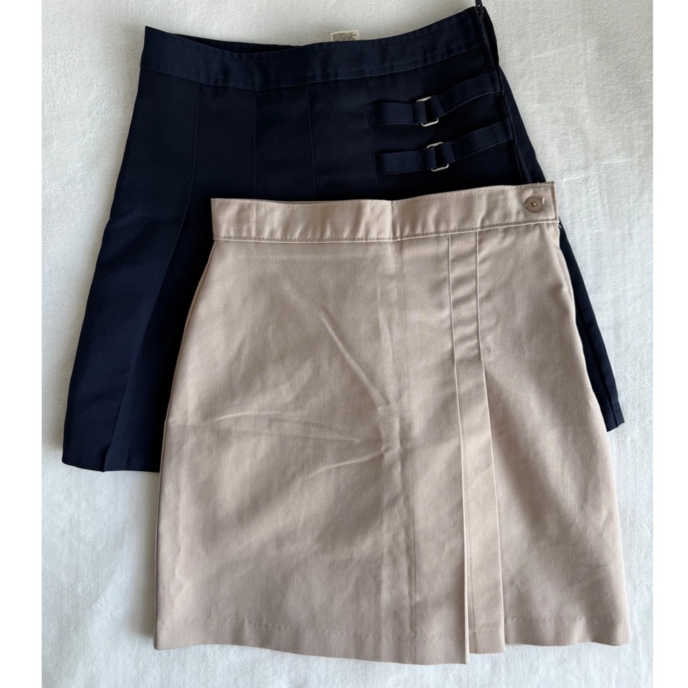 NWOT Set of 2 Girl School Uniform Skirts 12 Navy‎ Kaki Flynn O'Hara French Toast